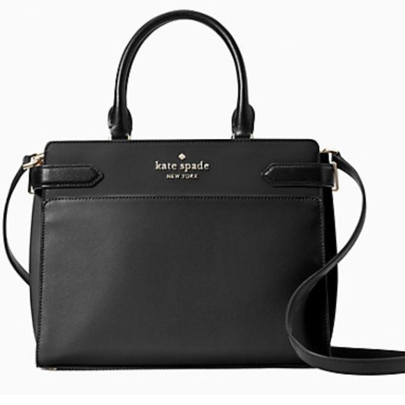 kate spade Handbags - NEW Kate Spade Staci Large Crossbody Satchel Bag Black Saffiano Leather Handbag